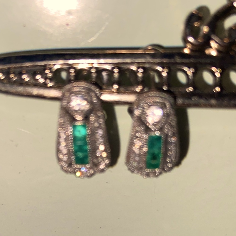 925 Judith Ripka CZ with green stones